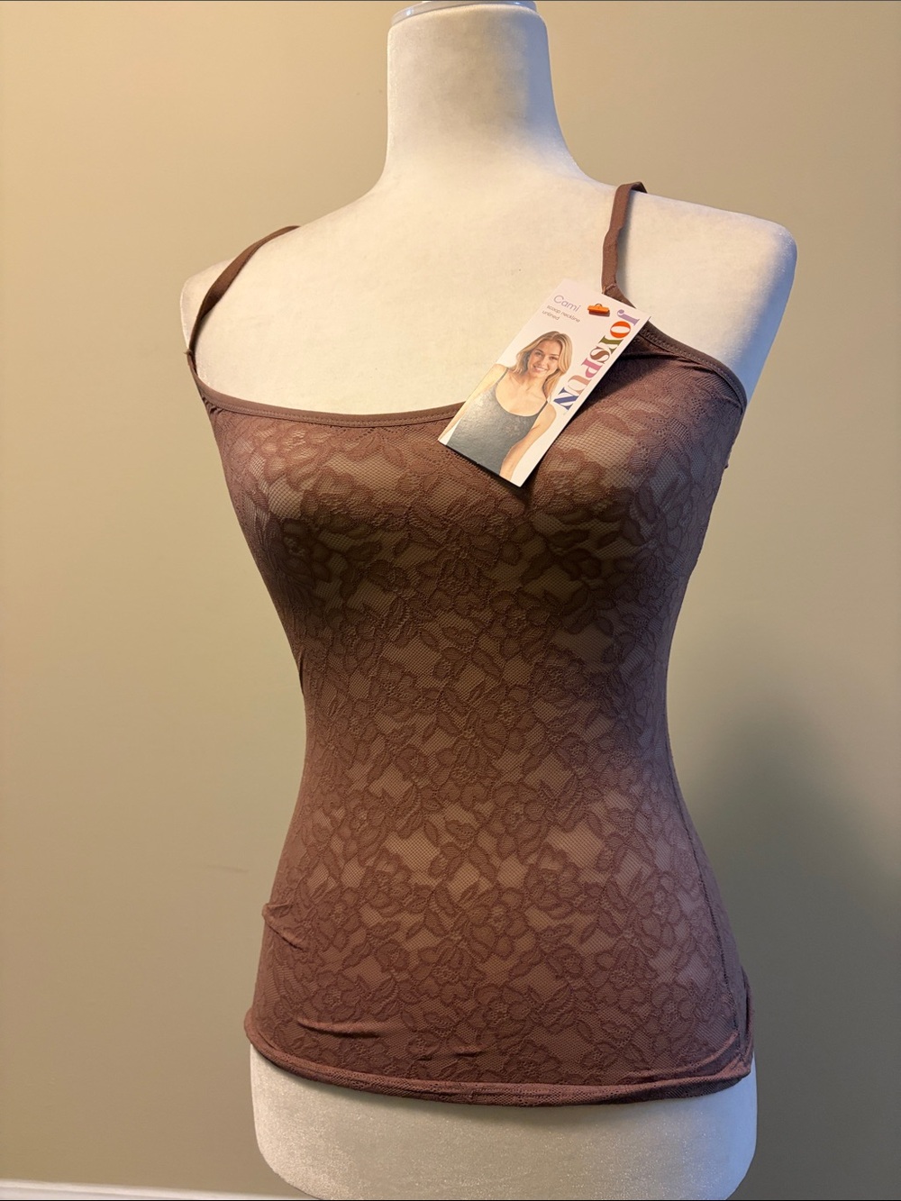 Lace Cami Tank Top in Mauve Brown